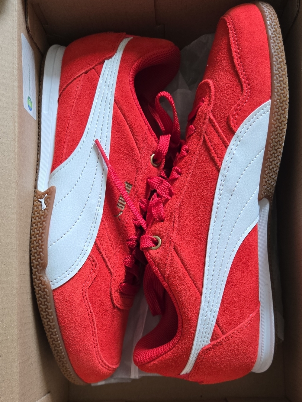 NWT Puma Red & White Suede Low-Top Sneakers